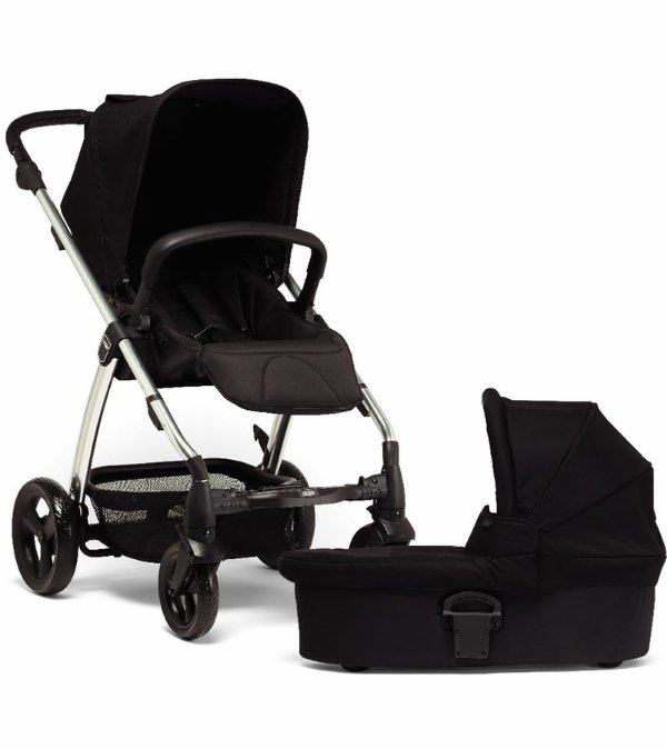 Sola 2 Chrome Stroller & Carrycot - Black Jacquard