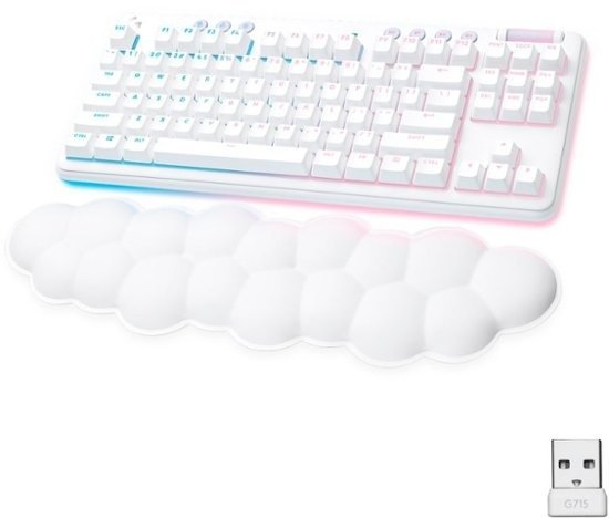 G715 Aurora Collection TKL Wireless Mechanical Tactile Switch Gaming Keyboard for PC/Mac with Palm Rest Included - White Mist