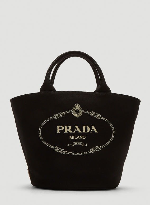Fabric Logo Tote Bag in Black