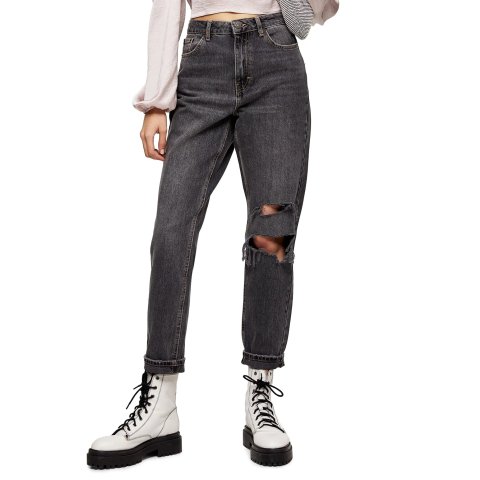 TopshopSeoul Ripped Crop Mom Jeans