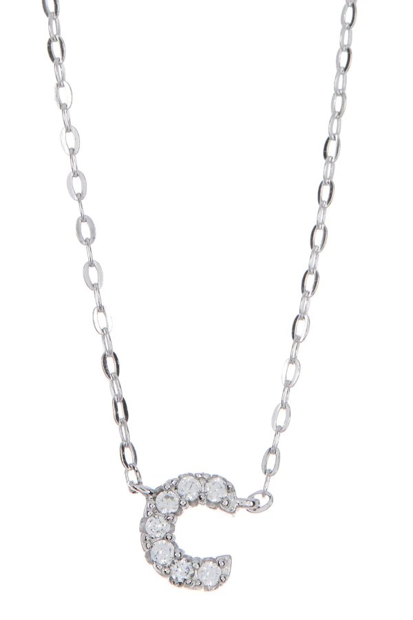 Crystal Stone "C" Pendant Necklace