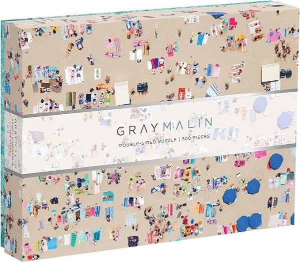 Gray Malin 2-Sided Jigsaw Puzzle, The Beach, 500 Pieces - 24” x 18”, Double-Sided Puzzle with Vibrant Artwork, Perfect for Family Fun, Multicolor (0735357242)