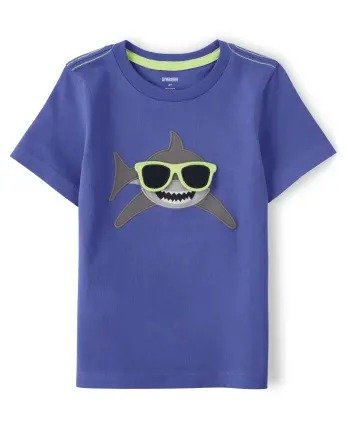 Boys Short Sleeve Peek-A-Boo Flap Art Embroidered Shark Top - Island Getaway | Gymboree