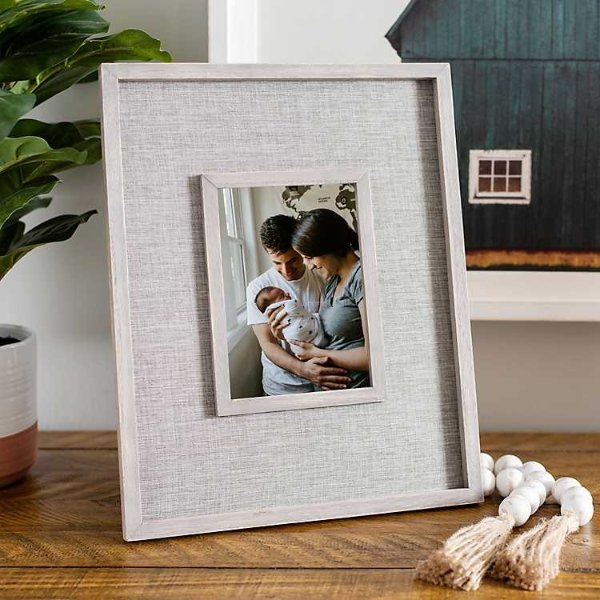 Gray Wooden and Fabric Picture Frame, 5x7