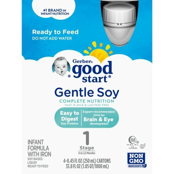 Good Start Soy Lactose-Free Non-GMO Liquid Baby Formula with Iron, 8.75 oz Box (4 Pack)