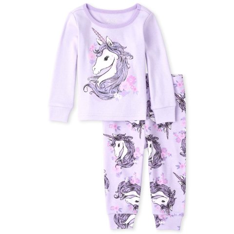 The Childrens Place Girls Baby and Toddler Rainbow Unicorn Snug Fit Cotton One Piece Pajamas