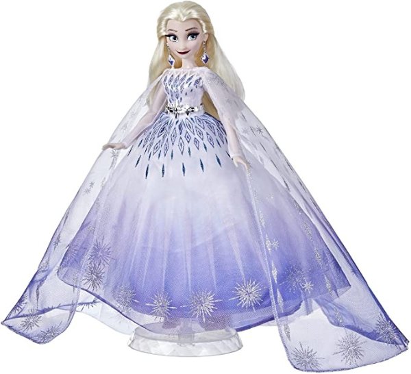 Disney Princess Style Series Holiday Elsa Doll, Fashion Doll Accessories, Collector Toy for Kids 6 and Up , White