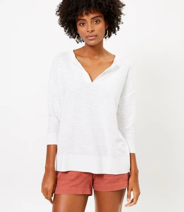 Split Neck Tunic Sweater | LOFT