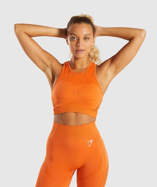 Gymshark Flawless Knit Sports Bra - Burnt Orange
