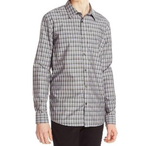 Calvin Klein Men's Liquid Cotton Multi Check Gingham Long Sleeve Woven Shirt