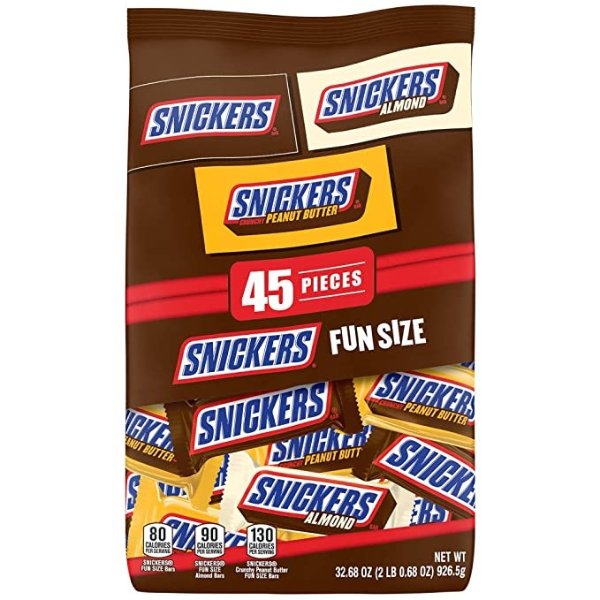 SNICKERS Variety Mix Fun Size Halloween Chocolate Candy Bars, 32.68-Ounce 45 Piece Bag