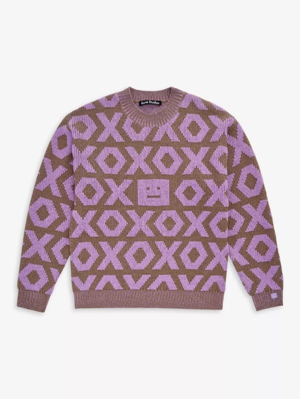 ACNE STUDIOSGraphic-pattern wool and cotton-blend jumper