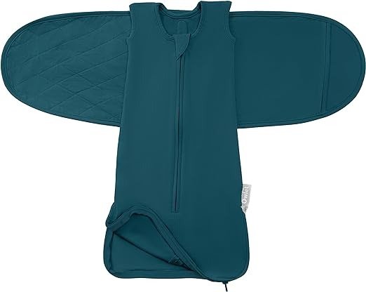 Dream Sleeper with Swaddle Wearable Blanket - Baby Sleep Sack for Baby with Removeable Swaddle Wrap - Rayon Sleeping Bag Made from Bamboo - Deep Sea Green, 0-3M