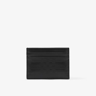 Embossed Check Leather Card Case