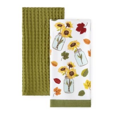 new!Homewear Sunflower Mason Jar 2-pc. Kitchen Towel