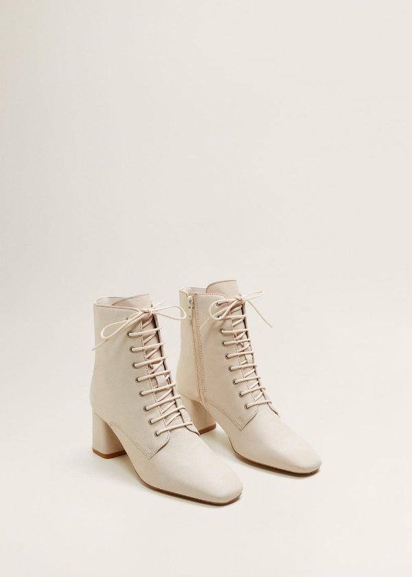 Lace-up leather boots - f foBoots and booties Women | MANGO USA