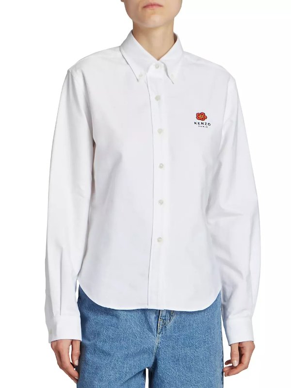 Crest Logo Slim-Fit Oxford Shirt