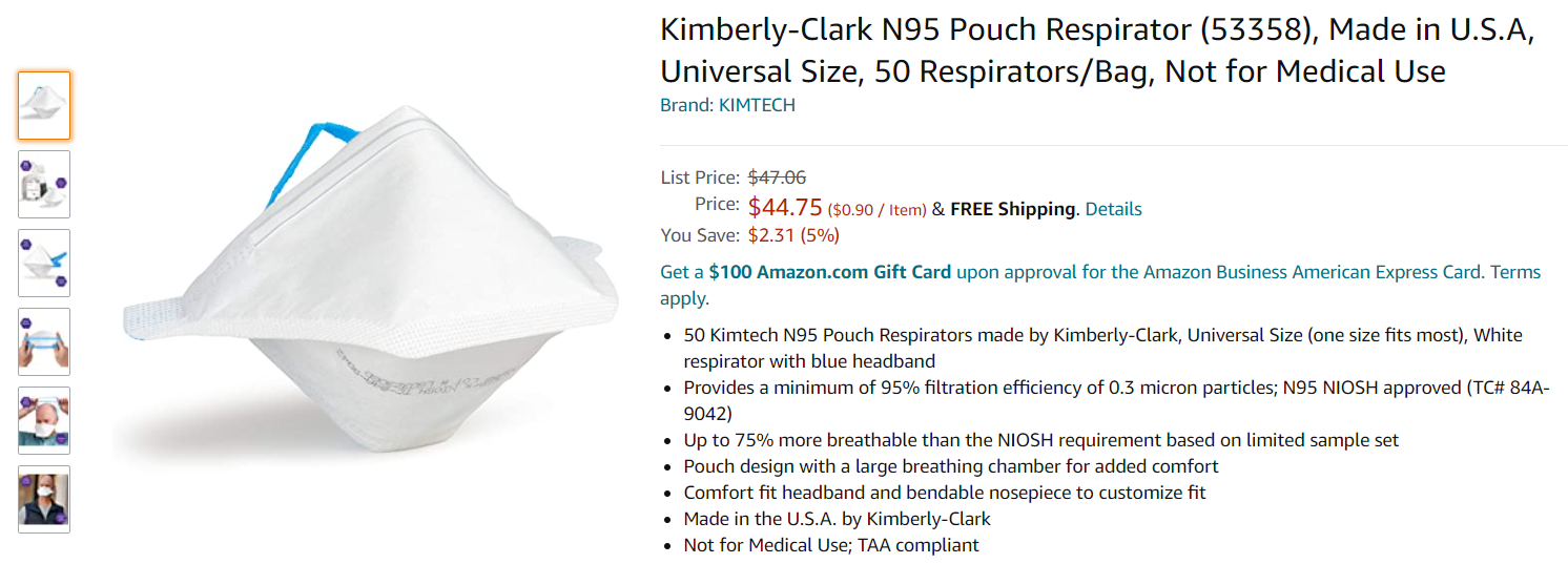亚马逊 Kimberly-Clark N95 口罩