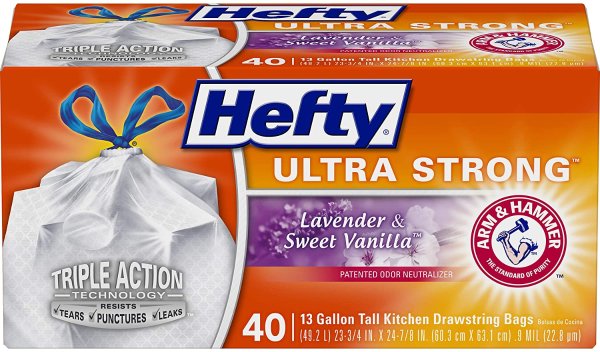 Hefty Ultra Strong Tall Kitchen Trash Bags,40 Count