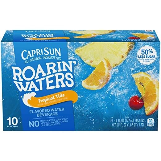 Roarin' Waters Tropical Fruit Juice Drink (6 oz Pouches, 10 Count)Pack OF 4