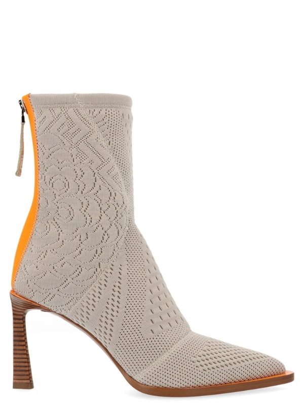 Jacquard Print Pointed Toe Ankle Boots