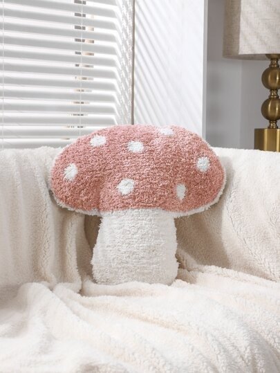 Mushroom Design Fuzzy Decorative Pillow