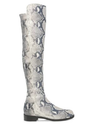 - Snakeskin-Print Leather Over-The-Knee Boots