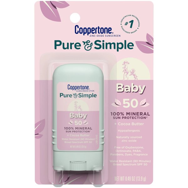 Pure and Simple Baby Sunscreen Stick, SPF 50, 0.49 Oz