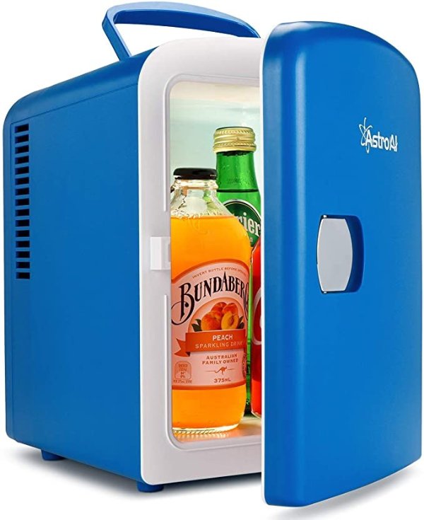 Mini Fridge 4 Liter/6 Can AC/DC Portable Thermoelectric Cooler and Warmer for Skincare, Foods, Medications, Home and Travel, Blue