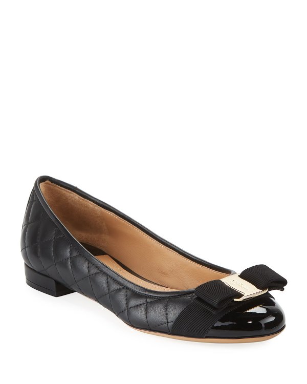 Varinaq Quilted Bow Ballet Flats