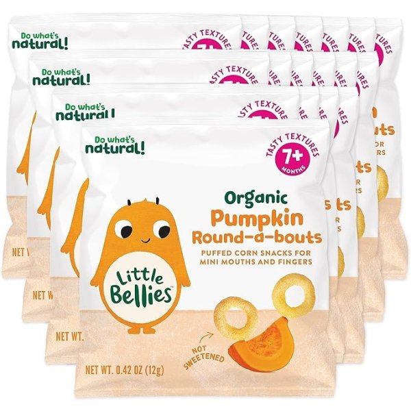 Little Bellies Organic Round-a-bouts Baby Snack, Pumpkin, Pack of 18