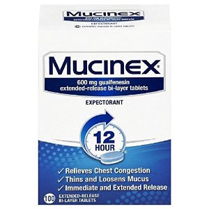 Mucinex 12 Hour Chest Congestion Expectorant, Tablets, 100ct, 600 mg Guaifenesin with Extended Relief