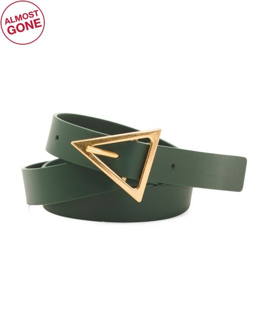 Made In Italy Leather Triangle Buckle Smooth Belt