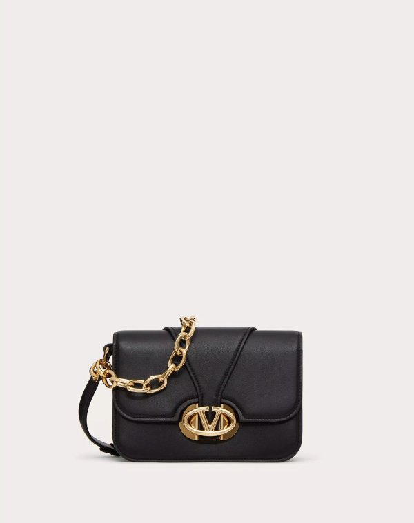 VLOGO O'CLOCK SMALL NAPPA LEATHER SHOULDER BAG WITH CHAIN