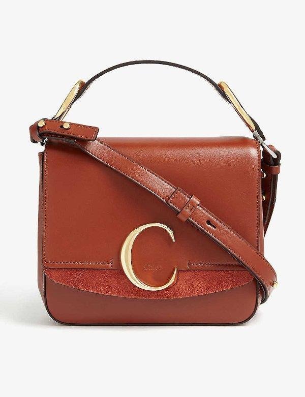 C leather small shoulder bag