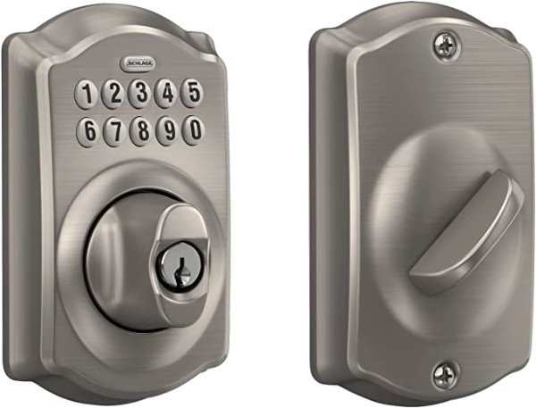 BE365 V CAM 619 Camelot Keypad Deadbolt, Electronic Keyless Entry Lock, Satin Nickel