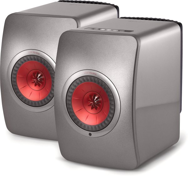 KEF LS50 Wireless (Titanium Grey/Red) High-performance powered speakers with Wi-Fi® and Bluetooth® at Crutchfield
