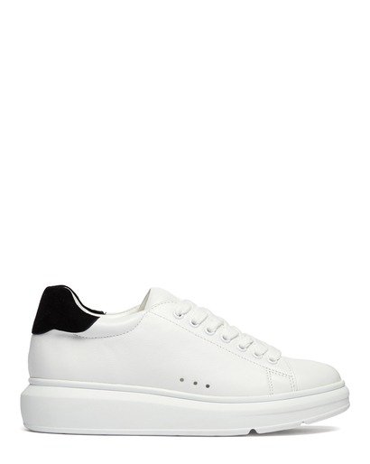 LOWRI - EXTENDED SOLE SNEAKERS WHITE, BLACK CALF