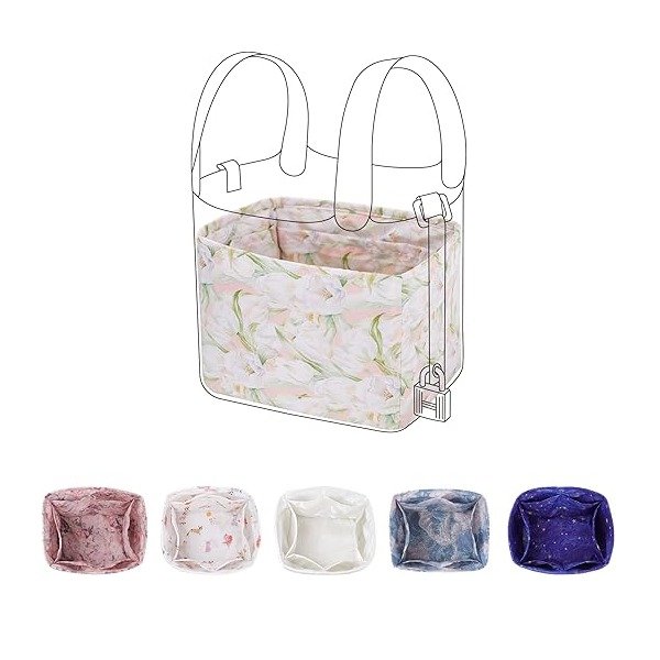 ArcDiary Rayon Purse Organizer Insert, unique pattern Bag organizer, bag in bag for luxury bags, fit Picotin 18/22 bags (PC18, French Tulips)