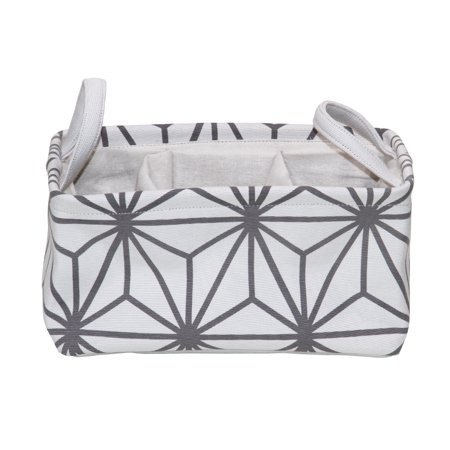 Rectangular Collapsible Storage Grey Geo Fabric Caddy with 2 Dividers