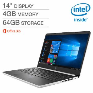 HP 14" Laptop Intel Pentium, 1080p, 4GB, 64GB + 1TB One drive, Win10, MS Office 365 Personal (1-Year Subscription)