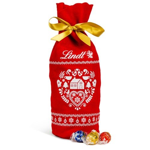 Assorted LINDOR Truffles Holiday Warmth Felt Gift Bag (75-pc, 31.7 oz)