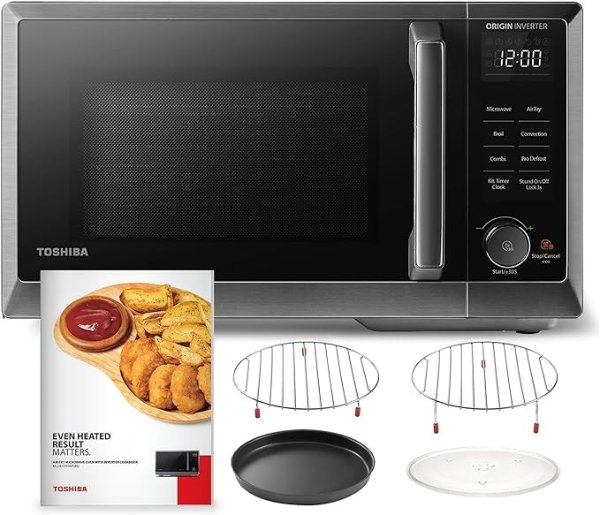 6-in-1 Air Fryer Microwave Oven Combo ORIGIN INVERTER Ultra-Quiet Countertop Microwave, Even Defrost Convection, Speedy Combi, Broil 11.3'' Turntable Mute Function, 27 Auto Menu