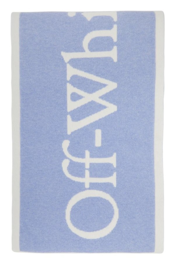 Blue & White Felted Wool New Logo Scarf