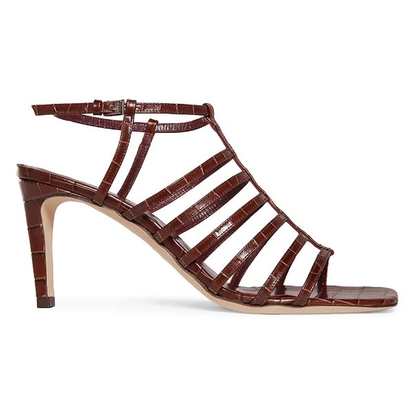 Ann Croc-Embossed Leather Sandals
