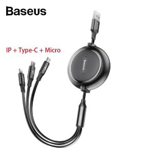 Baseus ABS and TPE Materials Golden Loop 3 in 1 Elastic Data Cable