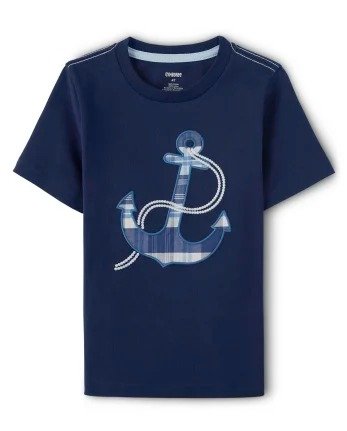 Boys Short Sleeve Embroidered Anchor Top - Blue Skies | Gymboree - THUNDER BLUE