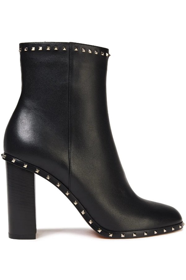 Rockstud leather ankle boots