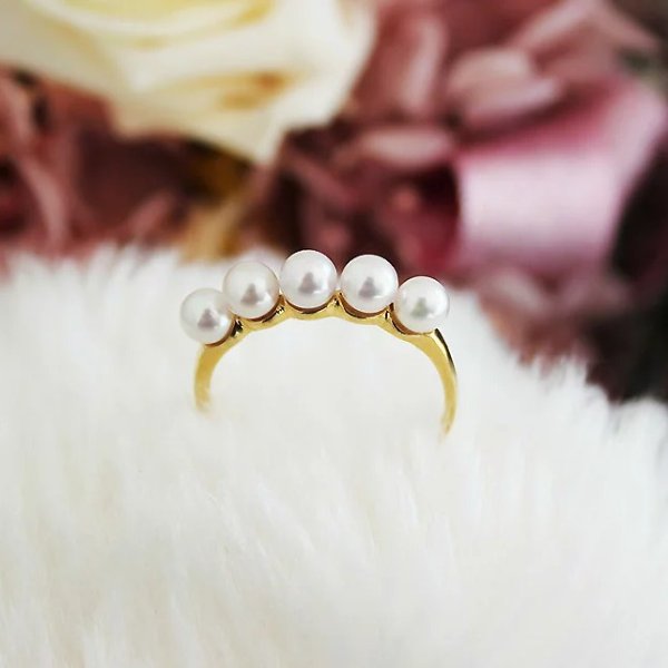 K18 Akoya baby pearl 3.5-4mm ring