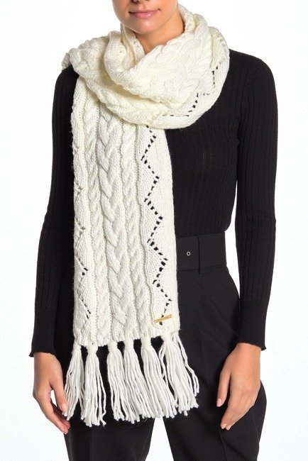 Pointelle Cable Knit Scarf